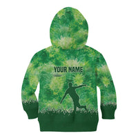 Custom Disc Golf Kid Hoodie with Green Tie Dye Basket and Player Silhouette - Wonder Print Shop