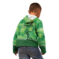 Custom Disc Golf Kid Hoodie with Green Tie Dye Basket and Player Silhouette - Wonder Print Shop
