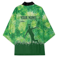 Custom Disc Golf Kimono with Green Tie Dye Basket and Player Silhouette - Wonder Print Shop