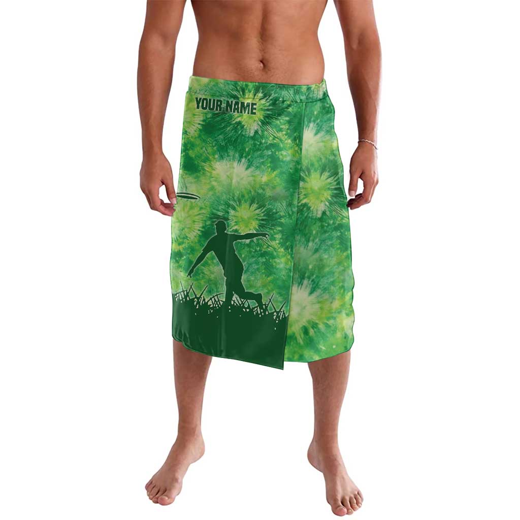 Custom Disc Golf Lavalava with Green Tie Dye Basket and Player Silhouette - Wonder Print Shop