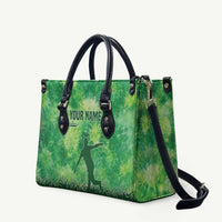 Custom Disc Golf Leather Bag with Green Tie Dye Basket and Player Silhouette - Wonder Print Shop