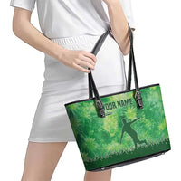 Custom Disc Golf Leather Tote Bag with Green Tie Dye Basket and Player Silhouette - Wonder Print Shop