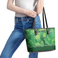 Custom Disc Golf Leather Tote Bag with Green Tie Dye Basket and Player Silhouette - Wonder Print Shop