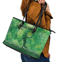 Custom Disc Golf Leather Tote Bag with Green Tie Dye Basket and Player Silhouette - Wonder Print Shop