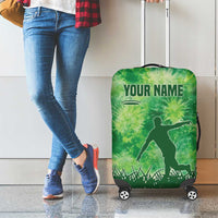 Custom Disc Golf Luggage Cover with Green Tie Dye Basket and Player Silhouette - Wonder Print Shop
