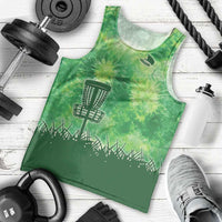 Custom Disc Golf Men Tank Top with Green Tie Dye Basket and Player Silhouette - Wonder Print Shop