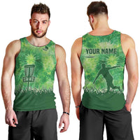 Custom Disc Golf Men Tank Top with Green Tie Dye Basket and Player Silhouette - Wonder Print Shop