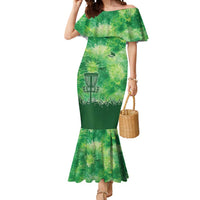 Custom Disc Golf Mermaid Dress with Green Tie Dye Basket and Player Silhouette - Wonder Print Shop
