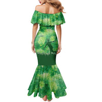 Custom Disc Golf Mermaid Dress with Green Tie Dye Basket and Player Silhouette - Wonder Print Shop