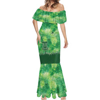 Custom Disc Golf Mermaid Dress with Green Tie Dye Basket and Player Silhouette - Wonder Print Shop