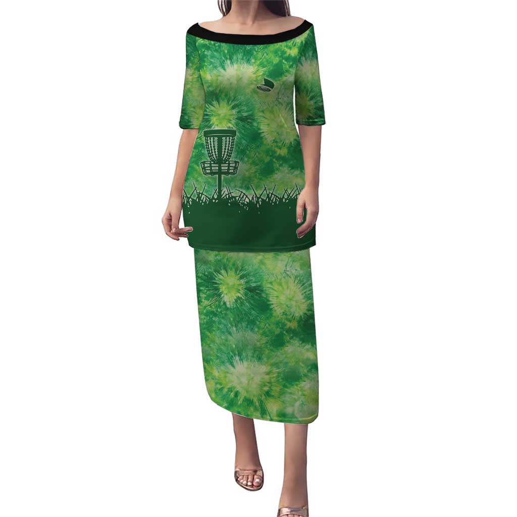 Custom Disc Golf Puletasi with Green Tie Dye Basket and Player Silhouette - Wonder Print Shop