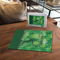 Custom Disc Golf Puzzle with Green Tie Dye Basket and Player Silhouette - Wonder Print Shop