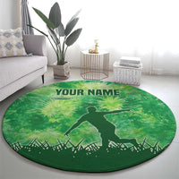 Custom Disc Golf Round Carpet with Green Tie Dye Basket and Player Silhouette - Wonder Print Shop