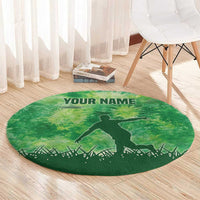 Custom Disc Golf Round Carpet with Green Tie Dye Basket and Player Silhouette - Wonder Print Shop