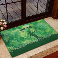 Custom Disc Golf Rubber Doormat with Green Tie Dye Basket and Player Silhouette - Wonder Print Shop