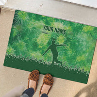 Custom Disc Golf Rubber Doormat with Green Tie Dye Basket and Player Silhouette - Wonder Print Shop