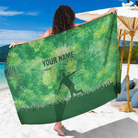 Custom Disc Golf Sarong with Green Tie Dye Basket and Player Silhouette - Wonder Print Shop