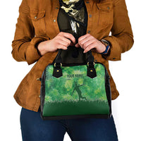 Custom Disc Golf Shoulder Handbag with Green Tie Dye Basket and Player Silhouette - Wonder Print Shop