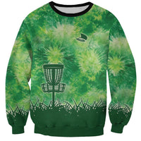 Custom Disc Golf Sweatshirt with Green Tie Dye Basket and Player Silhouette - Wonder Print Shop