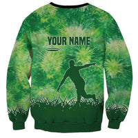 Custom Disc Golf Sweatshirt with Green Tie Dye Basket and Player Silhouette - Wonder Print Shop