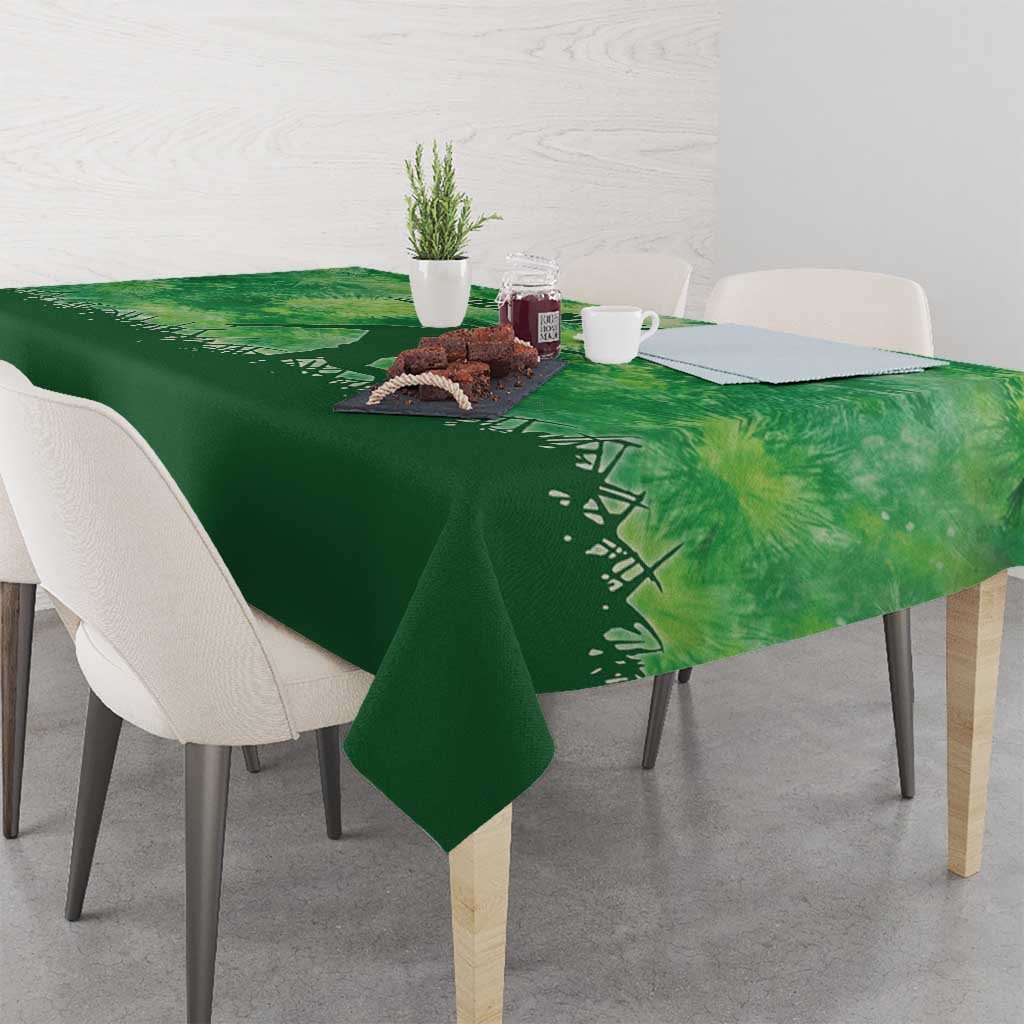 Custom Disc Golf Tablecloth with Green Tie Dye Basket and Player Silhouette - Wonder Print Shop