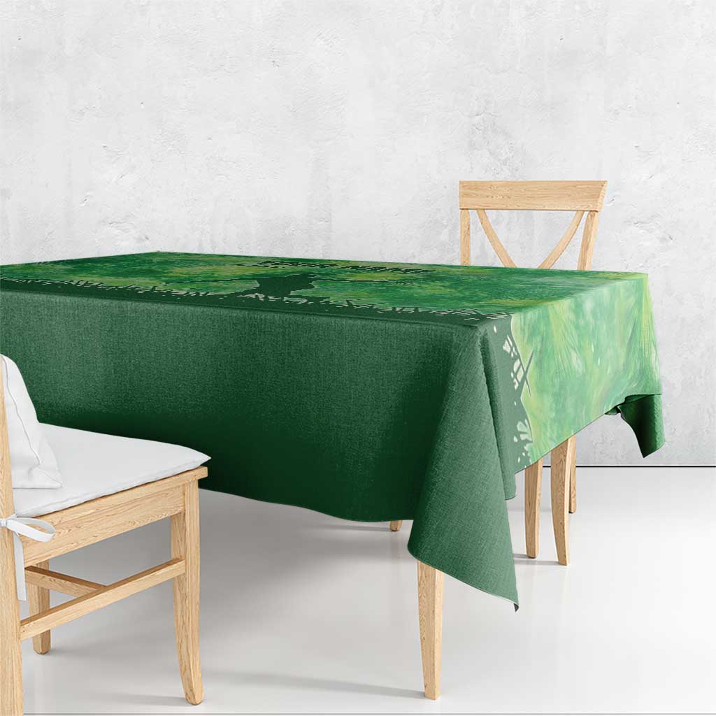 Custom Disc Golf Tablecloth with Green Tie Dye Basket and Player Silhouette - Wonder Print Shop