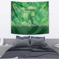 Custom Disc Golf Tapestry with Green Tie Dye Basket and Player Silhouette - Wonder Print Shop