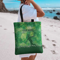 Custom Disc Golf Tote Bag with Green Tie Dye Basket and Player Silhouette - Wonder Print Shop