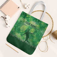 Custom Disc Golf Tote Bag with Green Tie Dye Basket and Player Silhouette - Wonder Print Shop