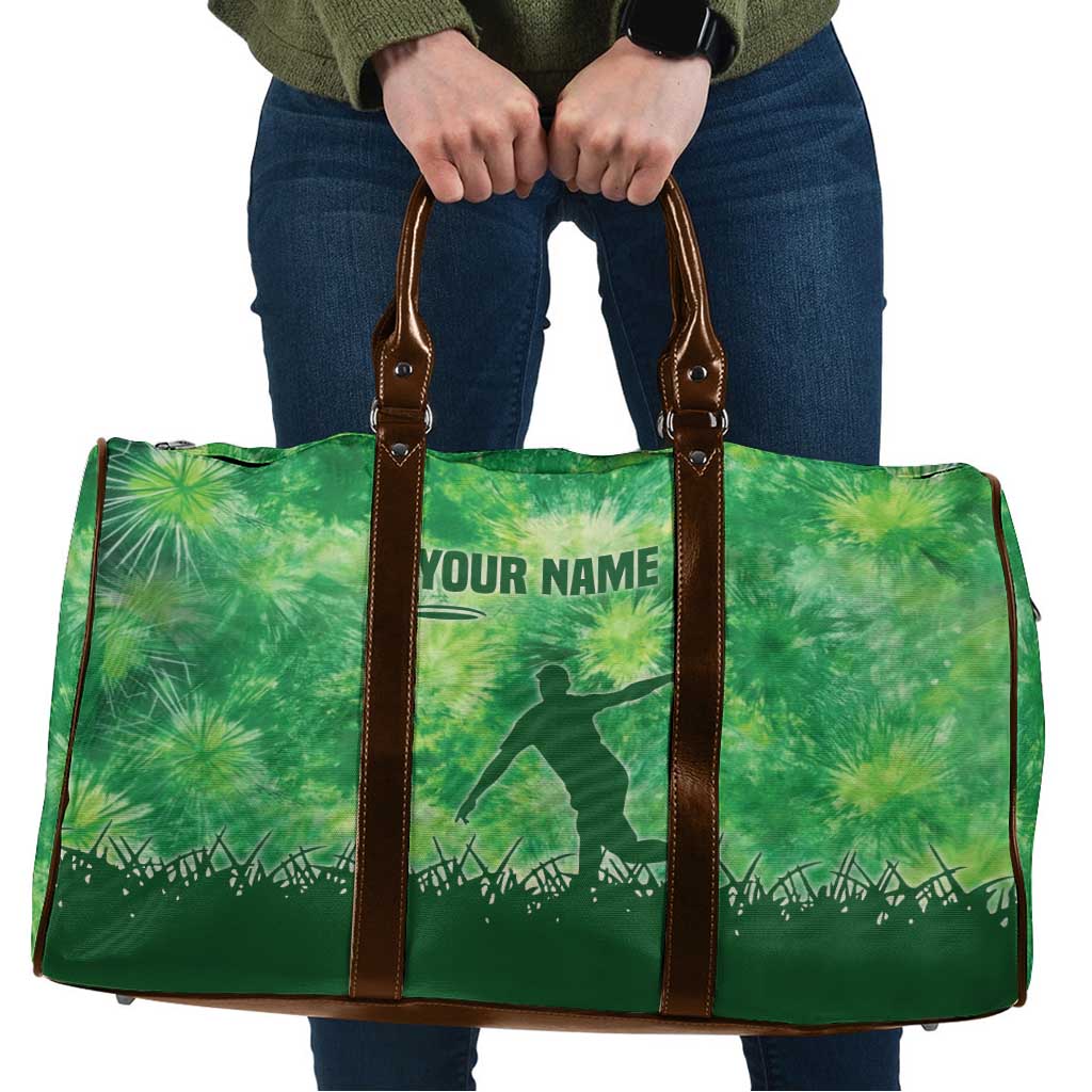 Custom Disc Golf Travel Bag with Green Tie Dye Basket and Player Silhouette - Wonder Print Shop