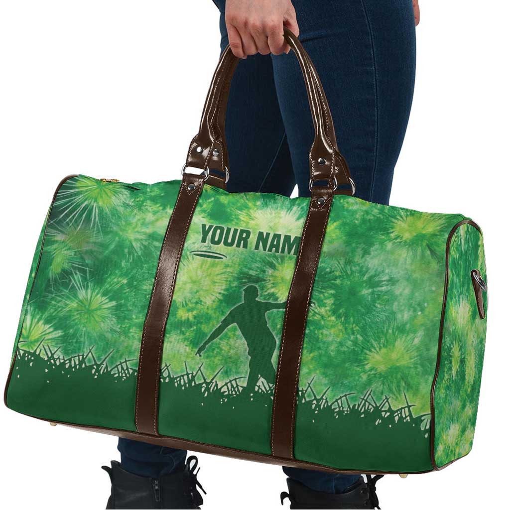 Custom Disc Golf Travel Bag with Green Tie Dye Basket and Player Silhouette - Wonder Print Shop