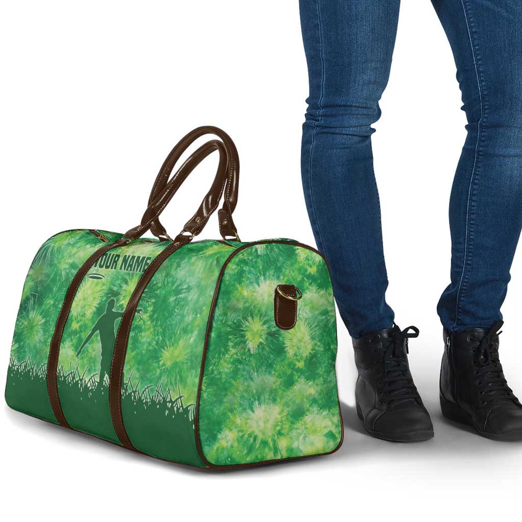 Custom Disc Golf Travel Bag with Green Tie Dye Basket and Player Silhouette - Wonder Print Shop