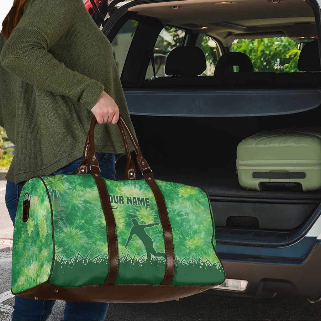 Custom Disc Golf Travel Bag with Green Tie Dye Basket and Player Silhouette - Wonder Print Shop