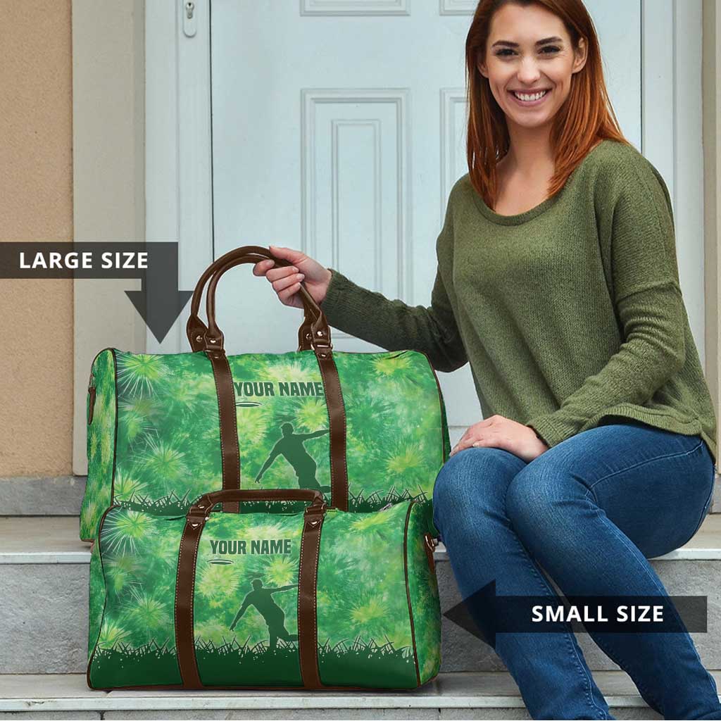 Custom Disc Golf Travel Bag with Green Tie Dye Basket and Player Silhouette - Wonder Print Shop
