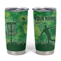 Custom Disc Golf Tumbler Cup with Green Tie Dye Basket and Player Silhouette - Wonder Print Shop