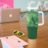Custom Disc Golf Tumbler With Handle with Green Tie Dye Basket and Player Silhouette - Wonder Print Shop