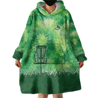 Custom Disc Golf Wearable Blanket Hoodie with Green Tie Dye Basket and Player Silhouette - Wonder Print Shop