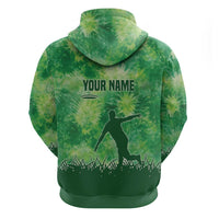 Custom Disc Golf Zip Hoodie with Green Tie Dye Basket and Player Silhouette - Wonder Print Shop