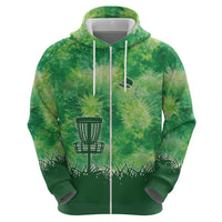 Custom Disc Golf Zip Hoodie with Green Tie Dye Basket and Player Silhouette - Wonder Print Shop