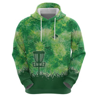 Custom Disc Golf Zip Hoodie with Green Tie Dye Basket and Player Silhouette - Wonder Print Shop