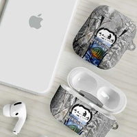 Custom Bluegill Ice Fishing Winter Camo AirPods Case with Snowy Forest Background Colorful Fish - Wonder Print Shop
