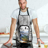 Custom Bluegill Ice Fishing Winter Camo Apron with Snowy Forest Background Colorful Fish - Wonder Print Shop