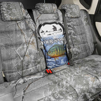 Custom Bluegill Ice Fishing Winter Camo Back Car Seat Cover with Snowy Forest Background Colorful Fish - Wonder Print Shop