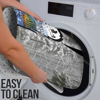 Custom Bluegill Ice Fishing Winter Camo Bathroom Set with Snowy Forest Background Colorful Fish - Wonder Print Shop