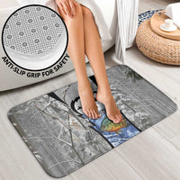 Custom Bluegill Ice Fishing Winter Camo Bathroom Set with Snowy Forest Background Colorful Fish - Wonder Print Shop