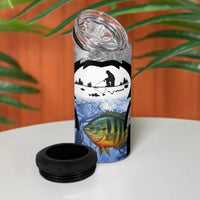 Custom Bluegill Ice Fishing Winter Camo 4 in 1 Can Cooler Tumbler with Snowy Forest Background Colorful Fish - Wonder Print Shop