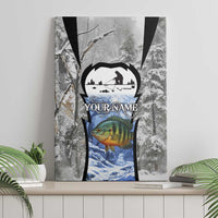 Custom Bluegill Ice Fishing Winter Camo Canvas Wall Art with Snowy Forest Background Colorful Fish - Wonder Print Shop