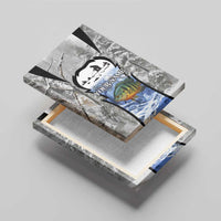 Custom Bluegill Ice Fishing Winter Camo Canvas Wall Art with Snowy Forest Background Colorful Fish - Wonder Print Shop