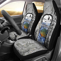 Custom Bluegill Ice Fishing Winter Camo Car Seat Cover with Snowy Forest Background Colorful Fish - Wonder Print Shop