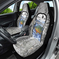 Custom Bluegill Ice Fishing Winter Camo Car Seat Cover with Snowy Forest Background Colorful Fish - Wonder Print Shop